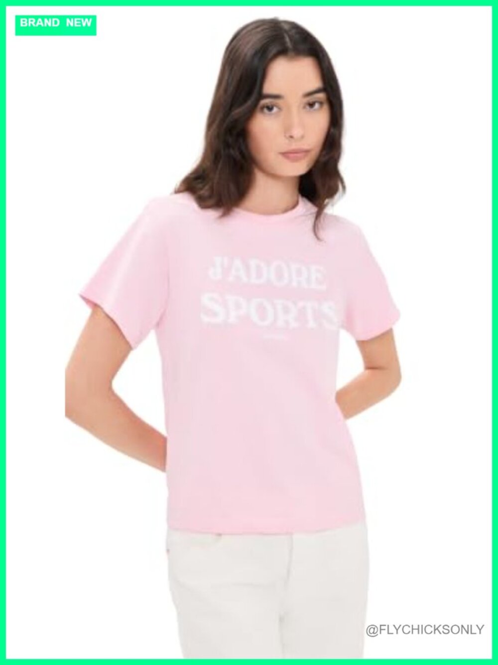 Sporty & Rich J'Adore Baby Tee Fitted Crew Neck Velvet Logo Top
